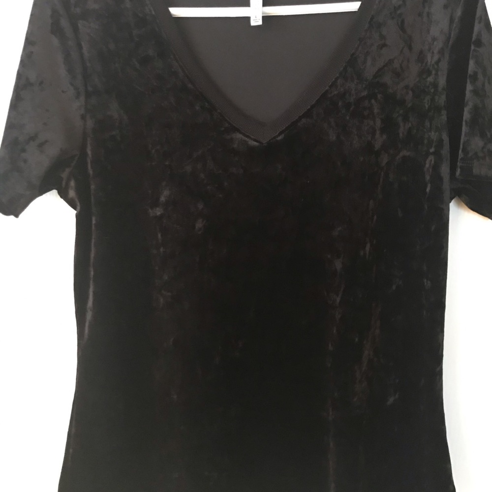 ZSUPPLY Black Crushed Velvet Short Sleeve Shirt